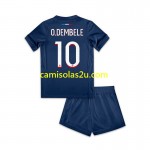 Camisolas de futebol Paris Saint-Germain Ousmane Dembele 10 Criança Equipamento Principal 2024/25 Manga Curta